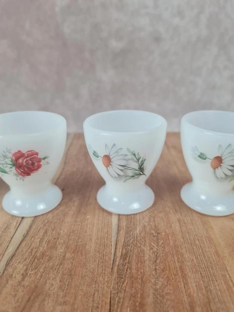 Lot de 4 coquetiers Arcopal décor floral 🌼🌹