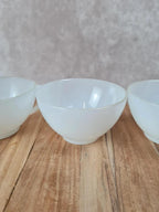 Lot de 4 grandes tasses & soucoupes Arcopal, blanc opale & liseré doré