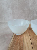 Lot de 4 grandes tasses & soucoupes Arcopal, blanc opale & liseré doré