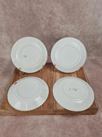 Lot de 4 petites assiettes anciennes Lunéville – décor floral rouge Art nouveau