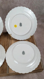 Lot de 4 petites assiettes Kg Lunéville Badonviller – décor fleuri bleu ancien