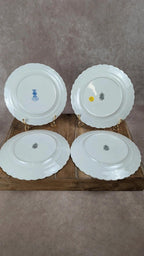 Lot de 4 petites assiettes Kg Lunéville Badonviller – décor fleuri bleu ancien