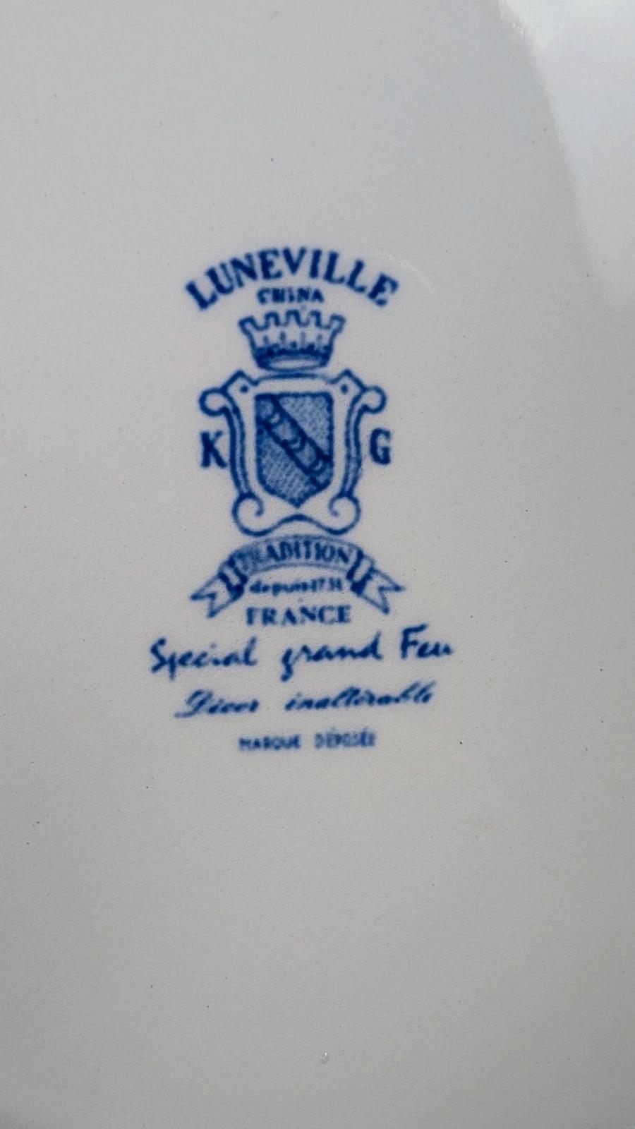 Lot de 4 petites assiettes Kg Lunéville Badonviller – décor fleuri bleu ancien