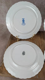 Lot de 4 petites assiettes Kg Lunéville Badonviller – décor fleuri bleu ancien