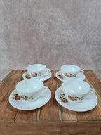 Lot de 4 tasses à expresso vintage Arcopal avec soucoupes 🍂
