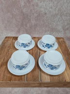 Lot de 4 tasses avec soucoupes Arcopal – modèle Aster bleu