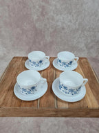 Lot de 4 tasses avec soucoupes Arcopal – modèle Aster bleu