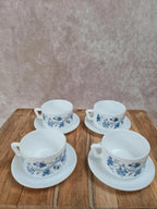 Lot de 4 tasses avec soucoupes Arcopal – modèle Aster bleu