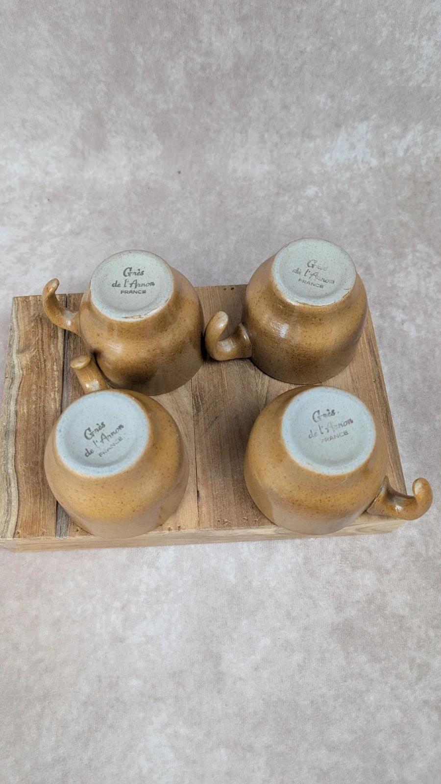 Lot de 4 tasses en grès de l’arnon vintage – artisanat français