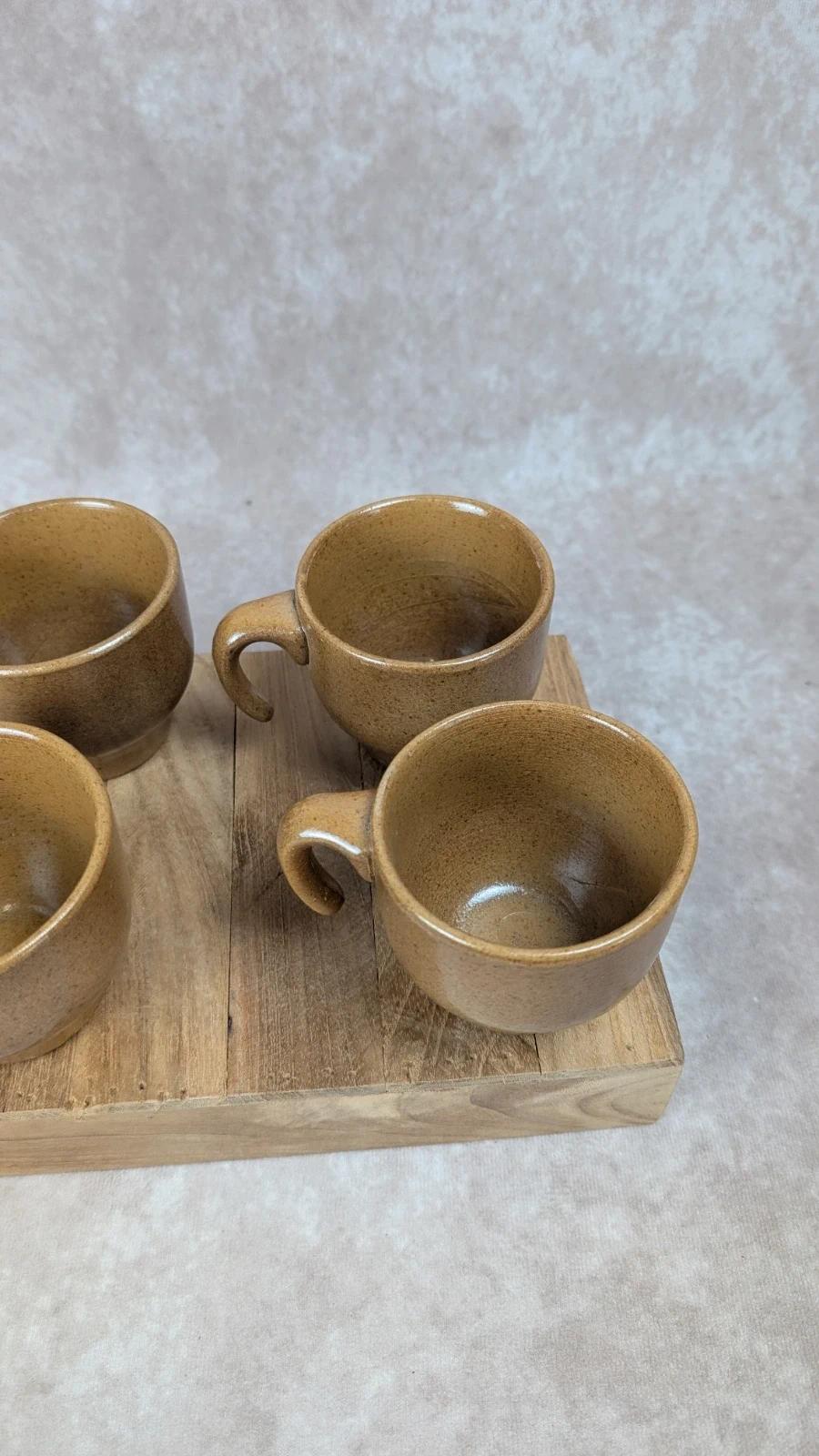 Lot de 4 tasses en grès de l’arnon vintage – artisanat français