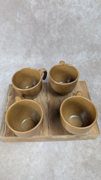 Lot de 4 tasses en grès de l’arnon vintage – artisanat français