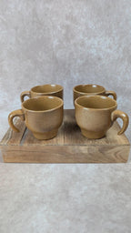 Lot de 4 tasses en grès de l’arnon vintage – artisanat français