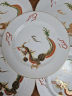 Lot de 5 assiettes à dessert dragon doré – porcelaine japonaise vintage