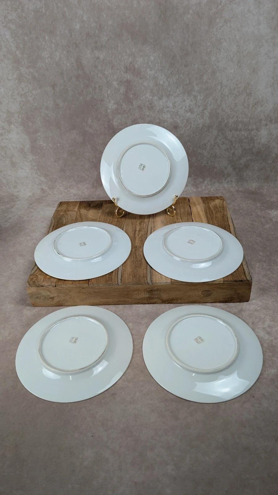 Lot de 5 assiettes à dessert dragon doré – porcelaine japonaise vintage