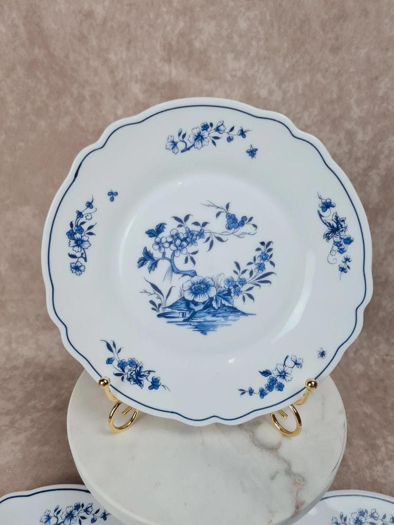 Lot de 5 assiettes Arcopal France – décor floral bleu – vintage 🌿💙