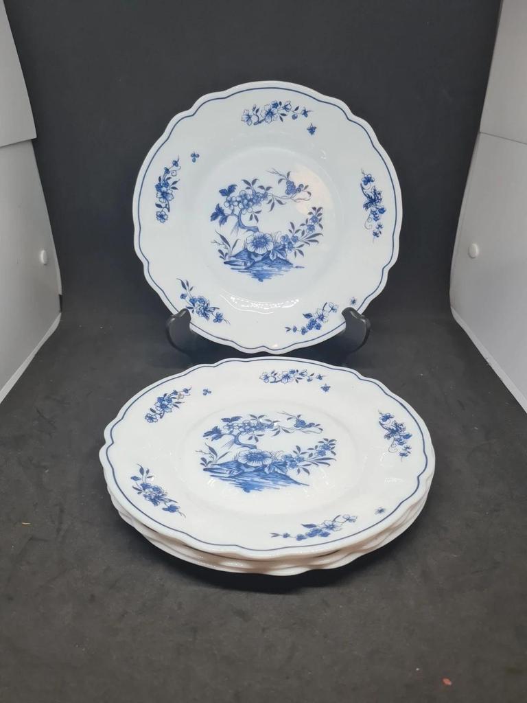 Lot de 5 assiettes Arcopal France – décor floral bleu – vintage 🌿💙