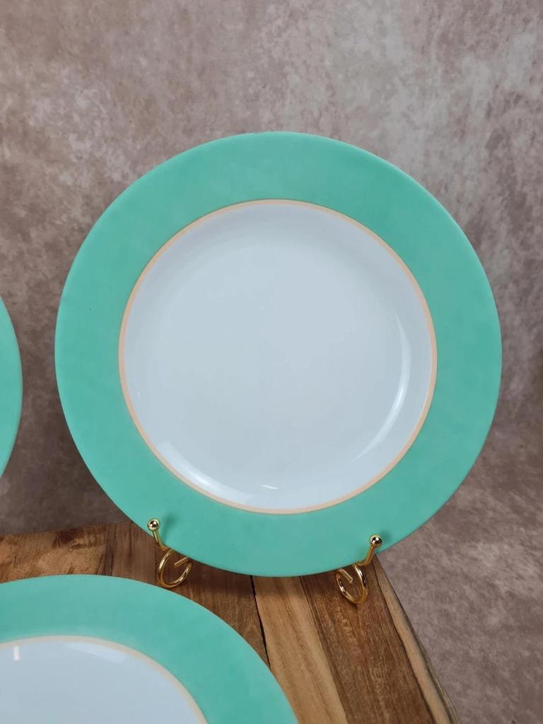 🌿 Lot de 5 assiettes Arcopal vert d’eau vintage