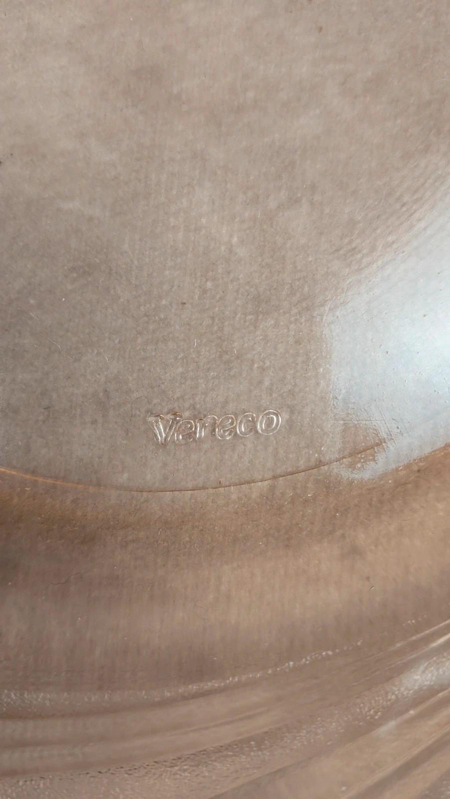 Lot de 5 assiettes en verre rose Véreco – vintage