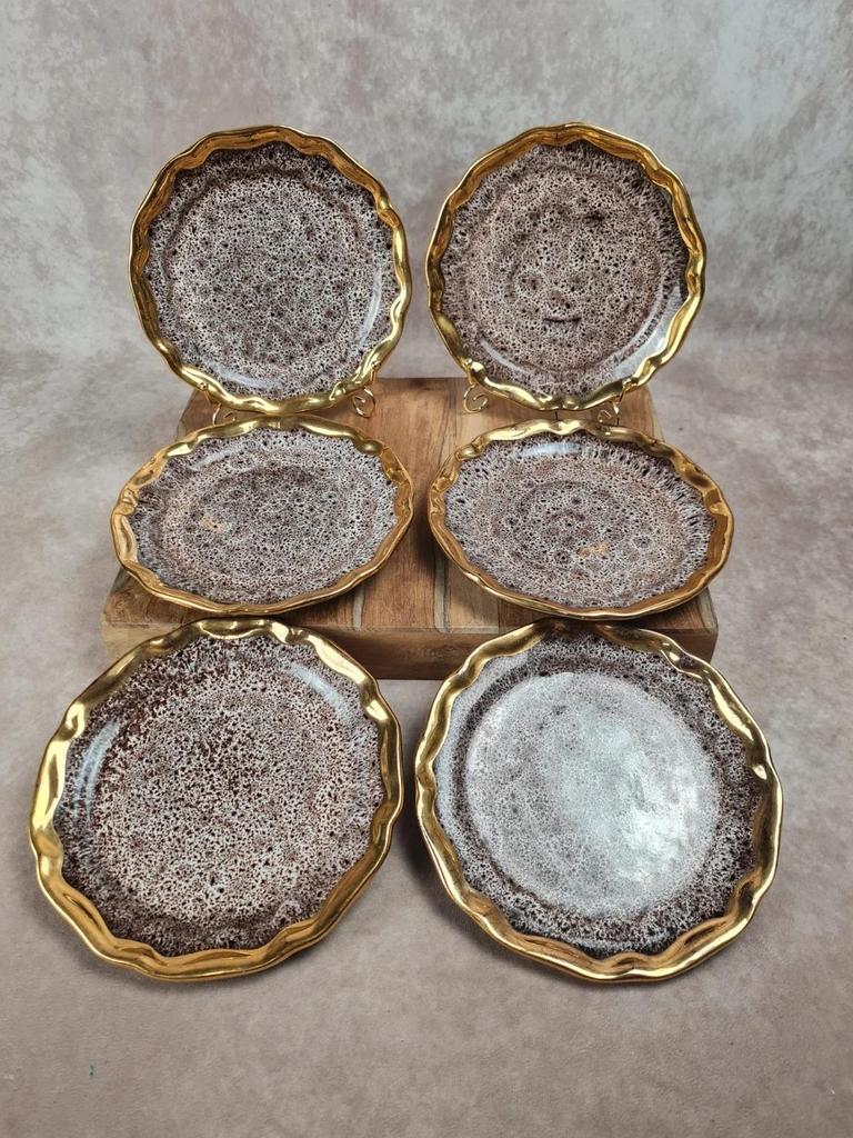 Lot de 6 Assiettes à Dessert – Marius Giuge Vallauris – Pièces Rares & Collection 💛