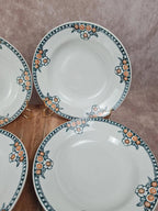 🌼 Lot de 6 assiettes à soupe anciennes Saint - amandinoise – modèle fleuri vintage