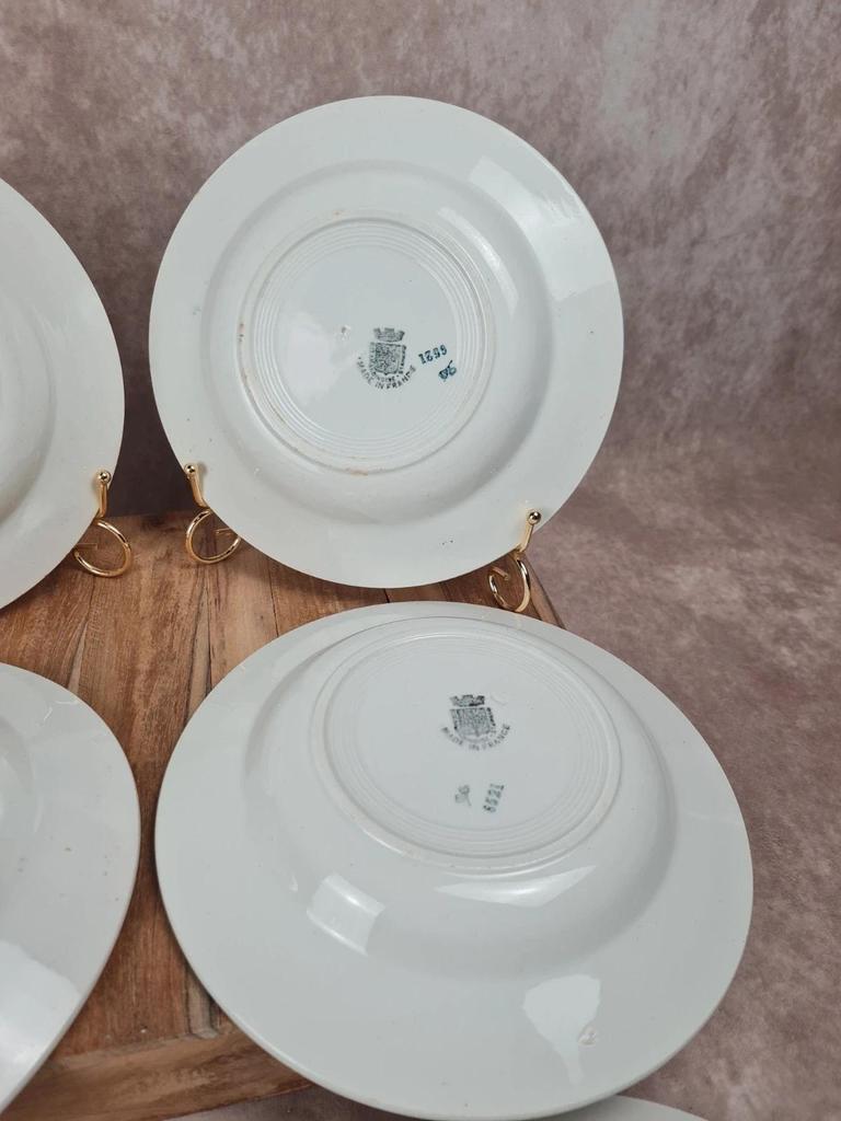 🌼 Lot de 6 assiettes à soupe anciennes Saint - amandinoise – modèle fleuri vintage