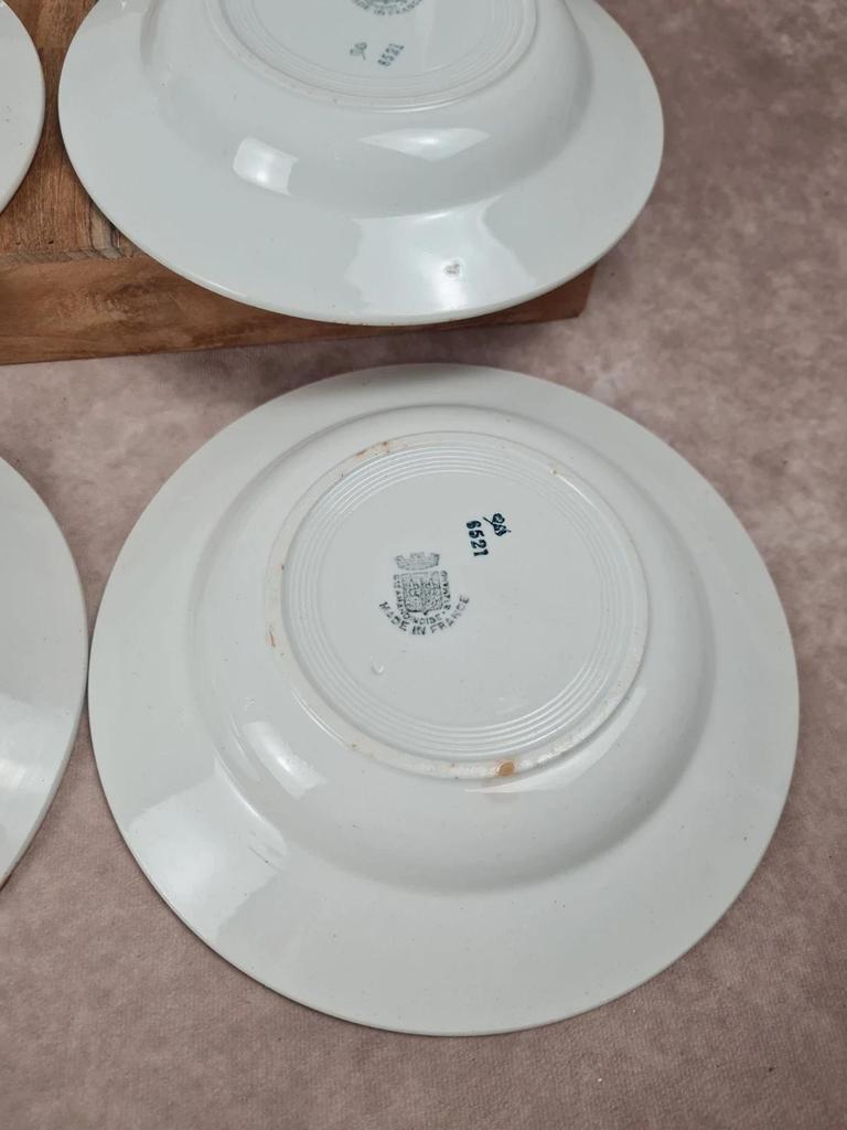 🌼 Lot de 6 assiettes à soupe anciennes Saint - amandinoise – modèle fleuri vintage