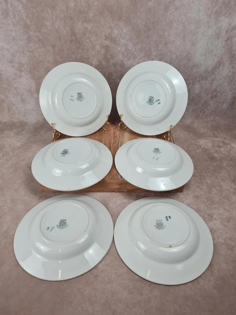 🌼 Lot de 6 assiettes à soupe anciennes Saint - amandinoise – modèle fleuri vintage