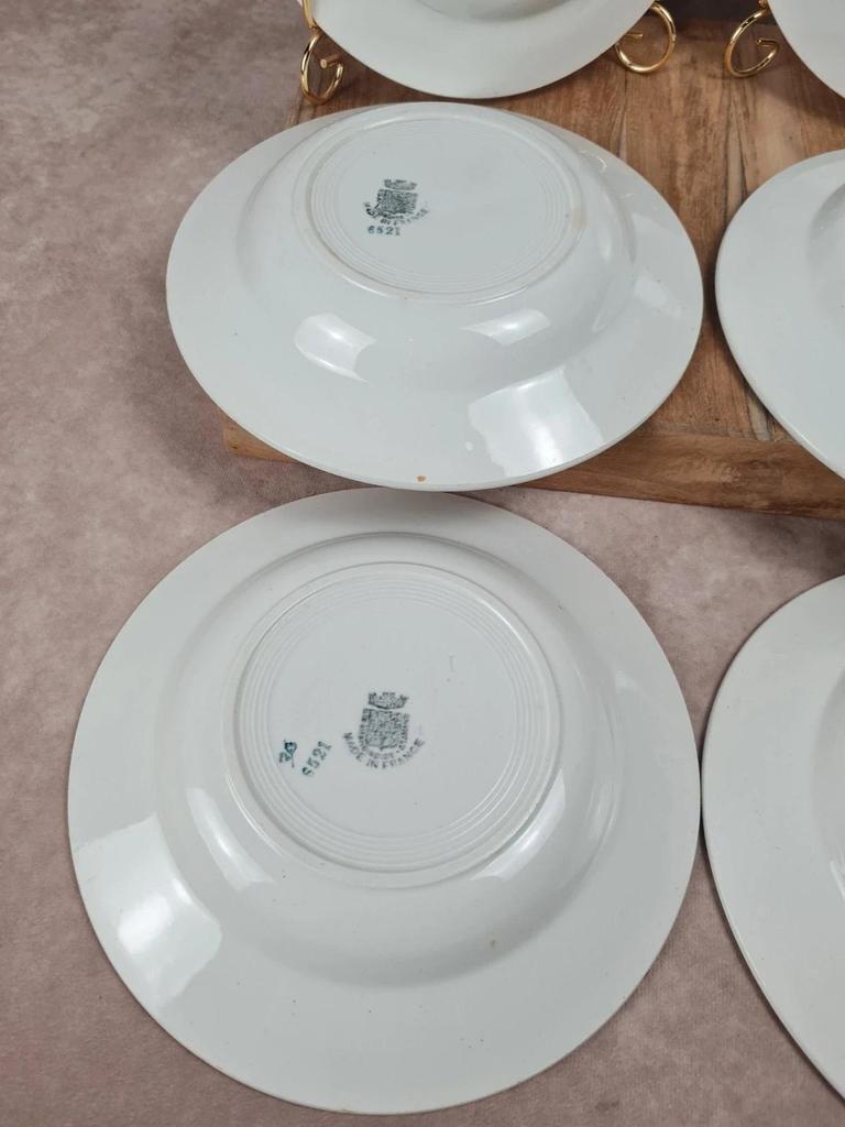 🌼 Lot de 6 assiettes à soupe anciennes Saint - amandinoise – modèle fleuri vintage