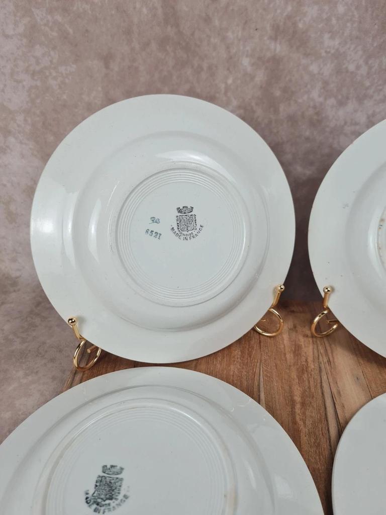 🌼 Lot de 6 assiettes à soupe anciennes Saint - amandinoise – modèle fleuri vintage