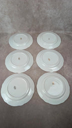 Lot de 6 assiettes anciennes Kg Luneville France – décor oiseau et dorure florale