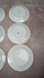 Lot de 6 assiettes anciennes Kg Luneville France – décor oiseau et dorure florale