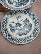 Lot de 6 assiettes anciennes Sarreguemines – décor bleu style Willow