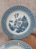 Lot de 6 assiettes anciennes Sarreguemines – décor bleu style Willow