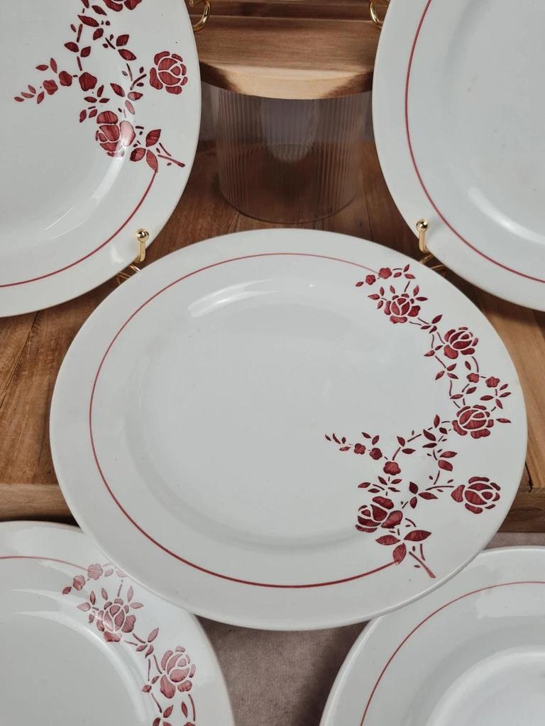 Lot de 6 assiettes plates anciennes Saint - amand modèle Marcel 🌹