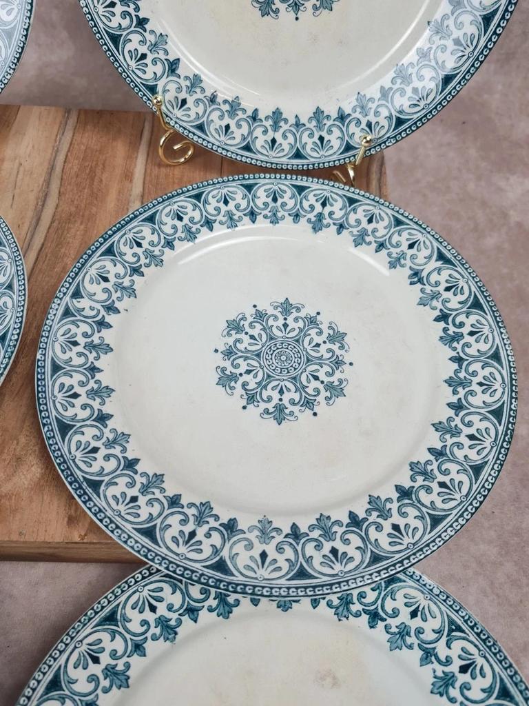 Lot de 6 assiettes plates Badonviller – modèle “oriental” 🩵