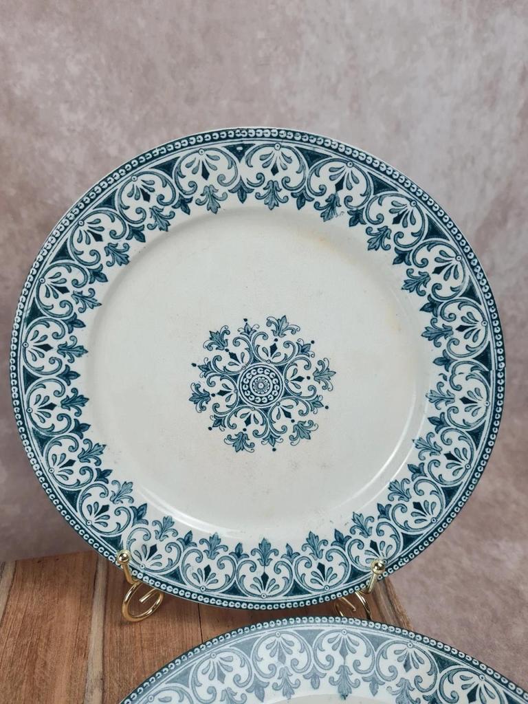 Lot de 6 assiettes plates Badonviller – modèle “oriental” 🩵