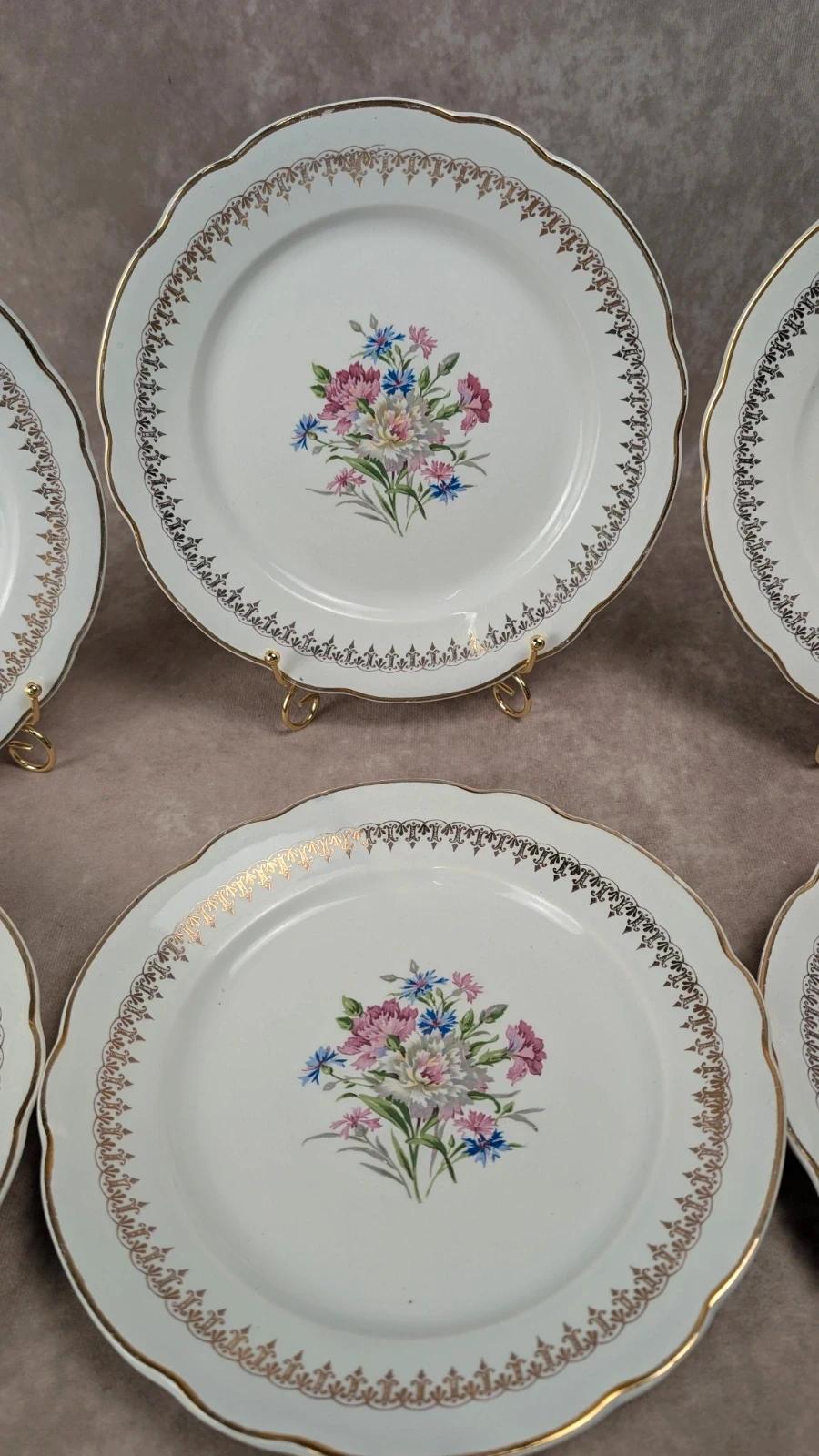 Lot de 6 assiettes plates Digoin Sarreguemines – modèle Illycia