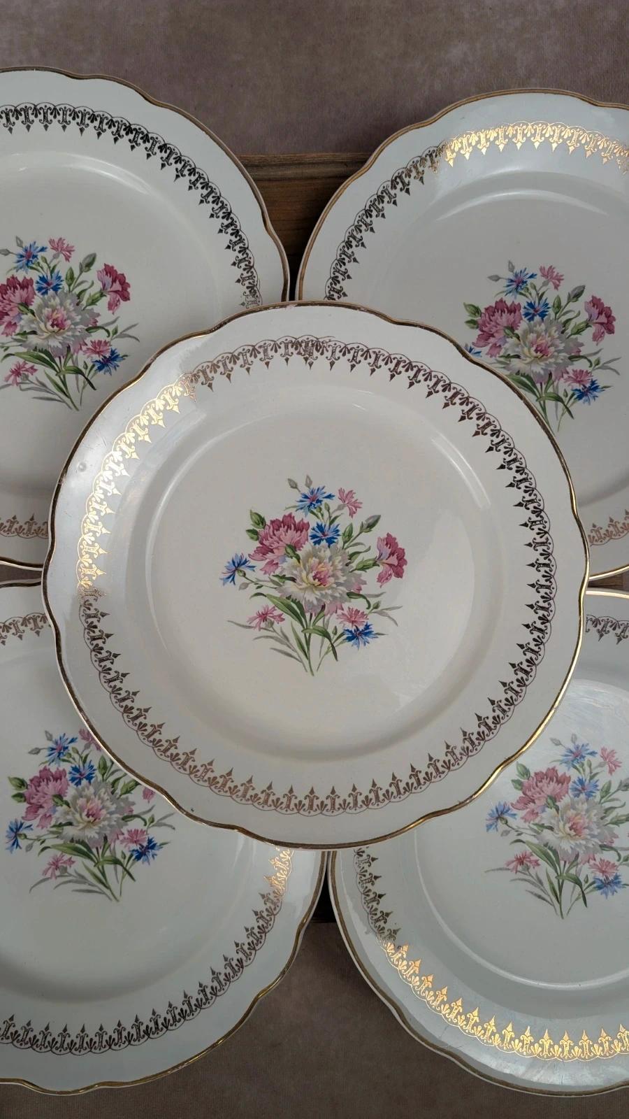 Lot de 6 assiettes plates Digoin Sarreguemines – modèle Illycia