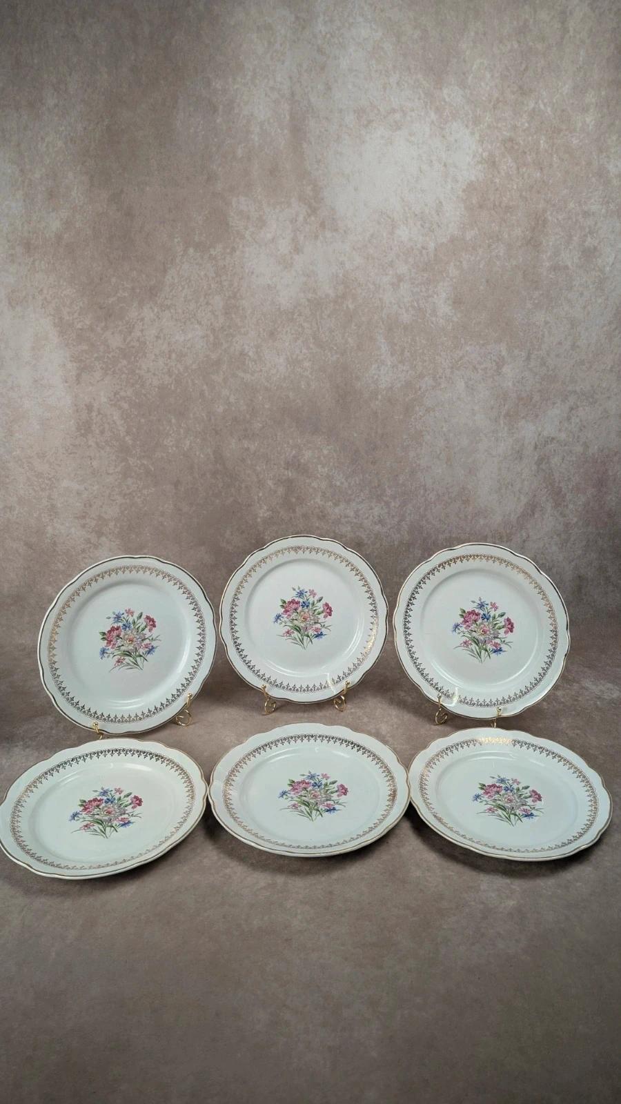 Lot de 6 assiettes plates Digoin Sarreguemines – modèle Illycia