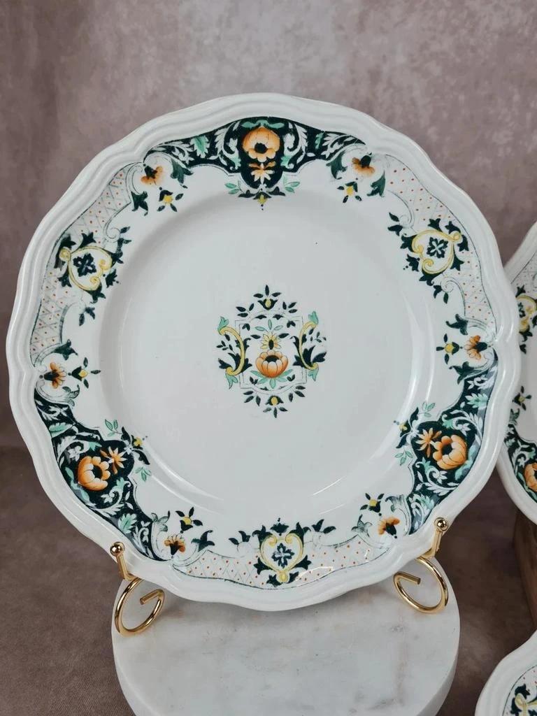 Lot de 6 assiettes plates Longchamp – décor Lyon, faïence française des années 50 🇫🇷