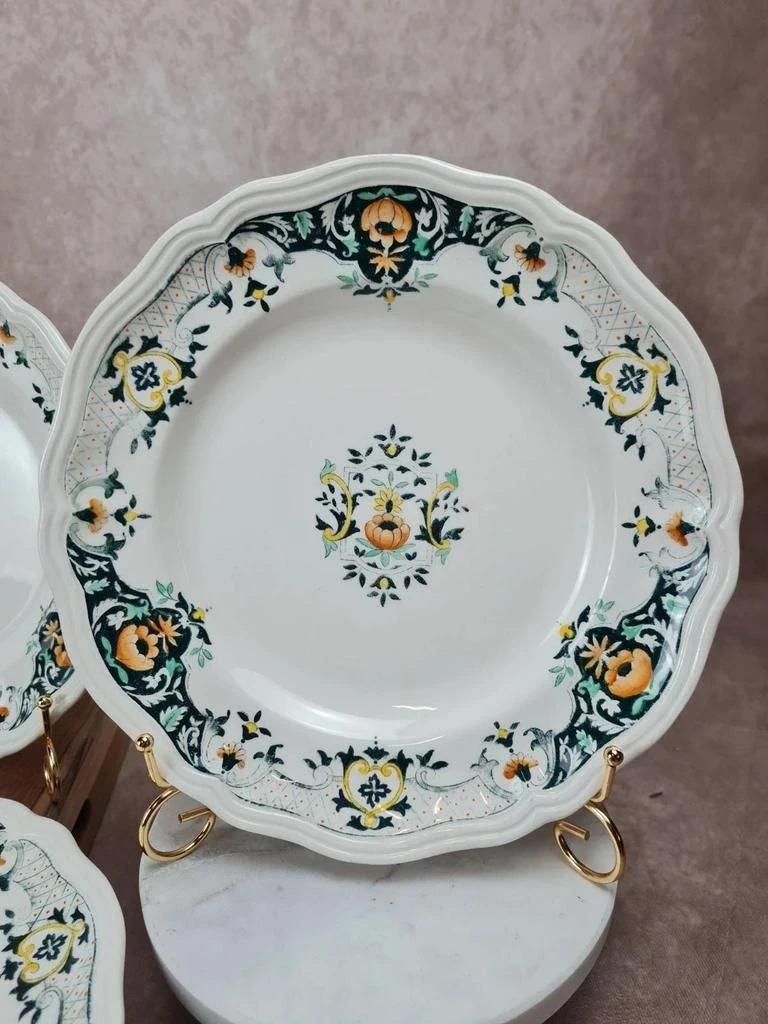 Lot de 6 assiettes plates Longchamp – décor Lyon, faïence française des années 50 🇫🇷