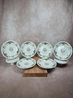 Lot de 6 assiettes plates Longchamp – décor Lyon, faïence française des années 50 🇫🇷