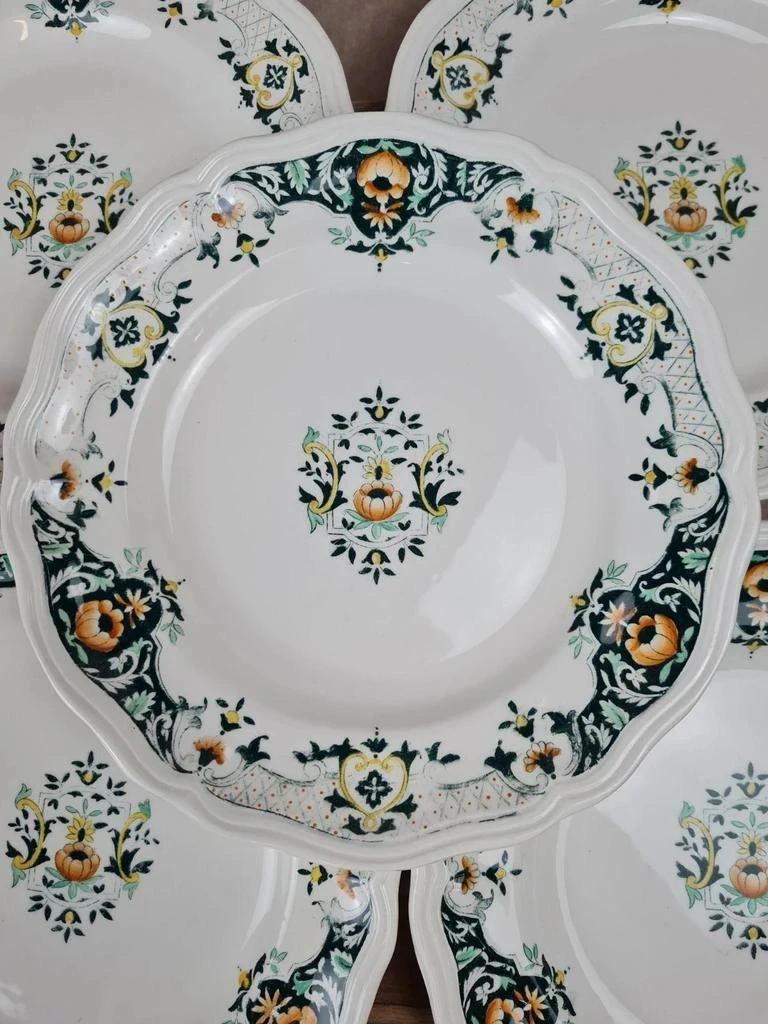 Lot de 6 assiettes plates Longchamp – décor Lyon, faïence française des années 50 🇫🇷