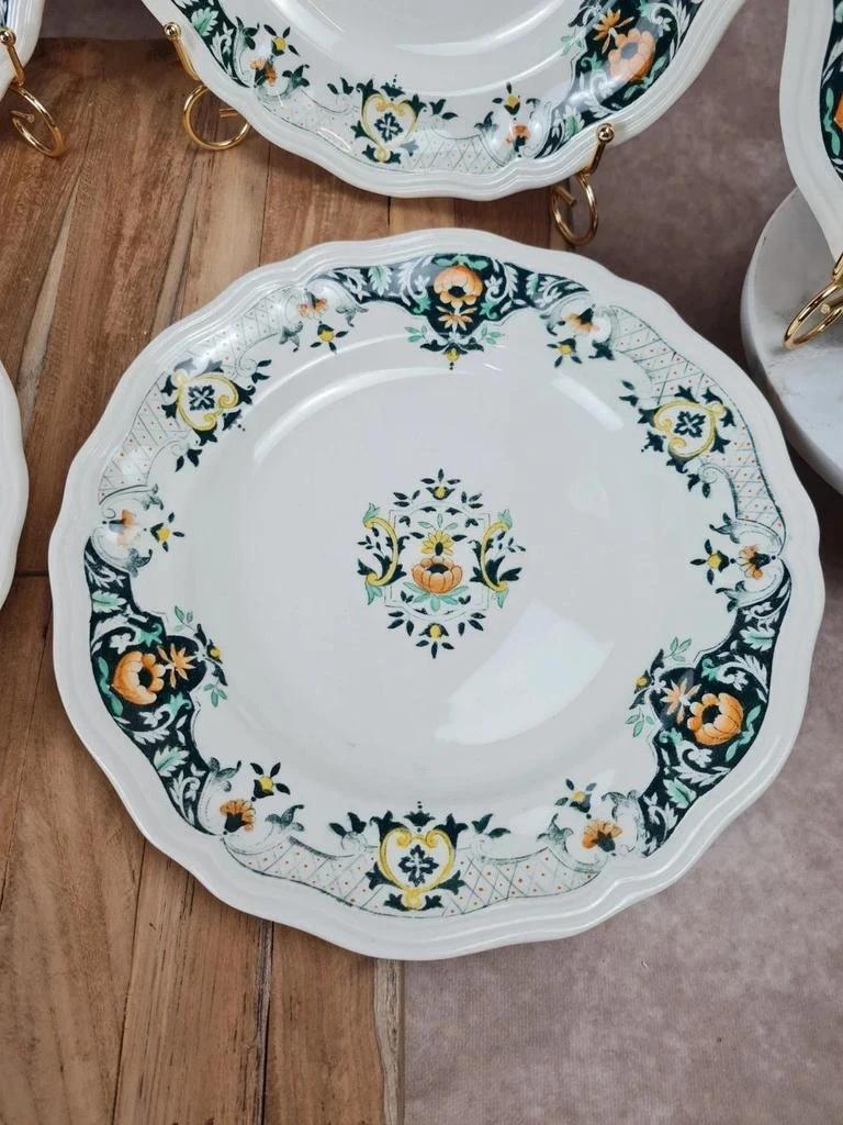 Lot de 6 assiettes plates Longchamp – décor Lyon, faïence française des années 50 🇫🇷
