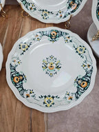 Lot de 6 assiettes plates Longchamp – décor Lyon, faïence française des années 50 🇫🇷