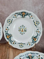 Lot de 6 assiettes plates Longchamp – décor Lyon, faïence française des années 50 🇫🇷