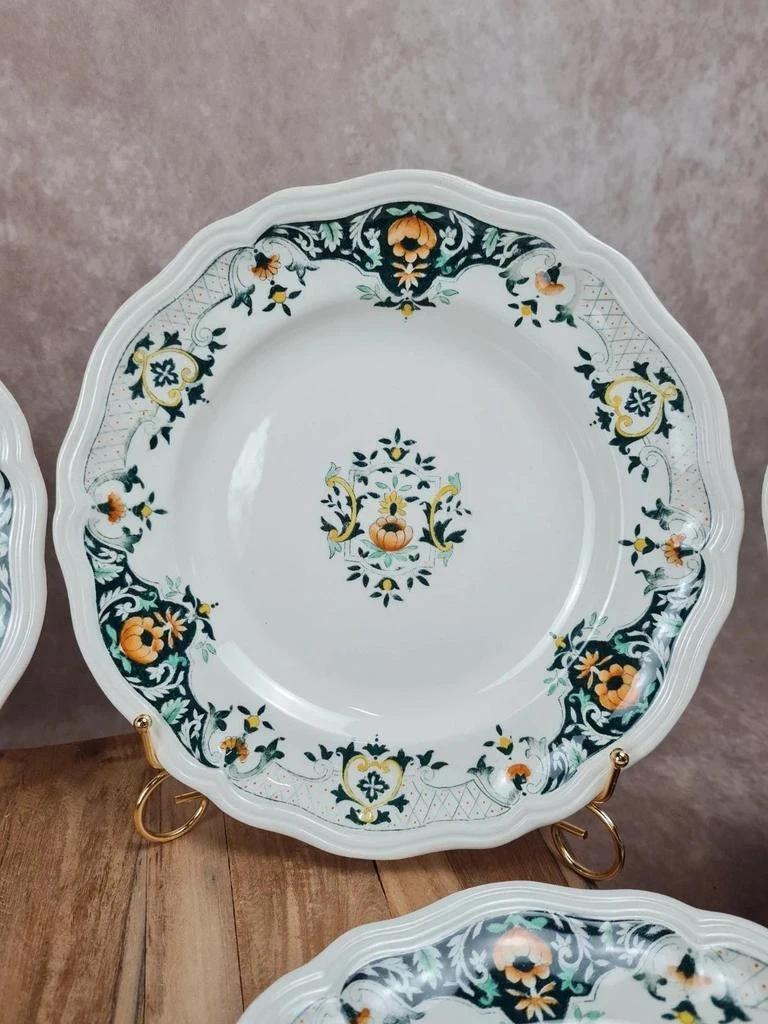 Lot de 6 assiettes plates Longchamp – décor Lyon, faïence française des années 50 🇫🇷