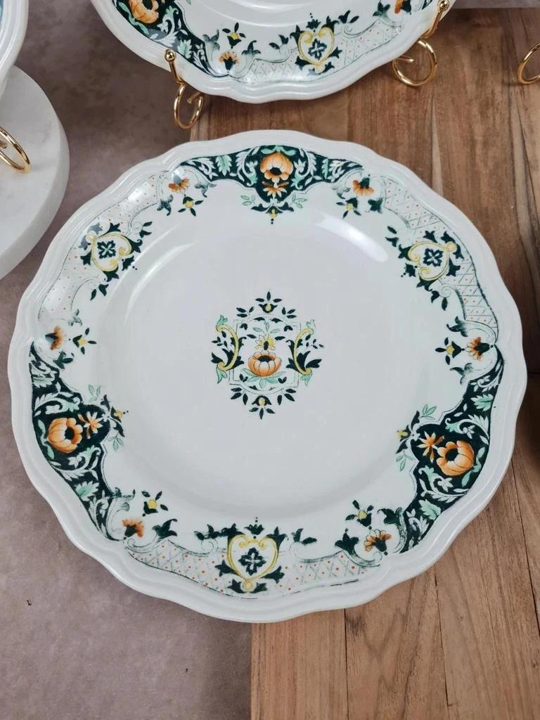 Lot de 6 assiettes plates Longchamp – décor Lyon, faïence française des années 50 🇫🇷