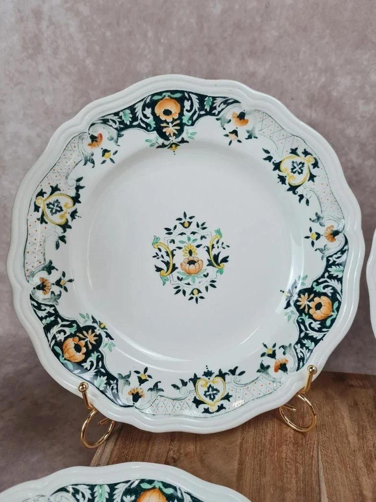 Lot de 6 assiettes plates Longchamp – décor Lyon, faïence française des années 50 🇫🇷