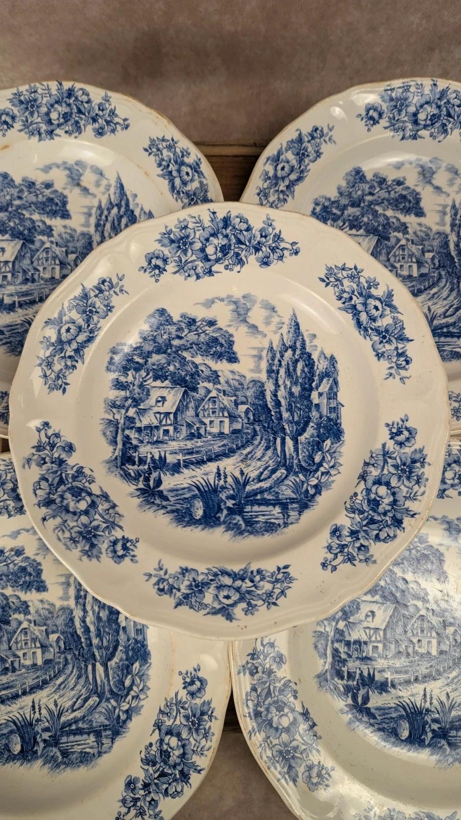 Lot de 6 assiettes plates Moulin des Loups – Modèle Santiago